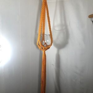Large Orange Macrame Plant Hanger.